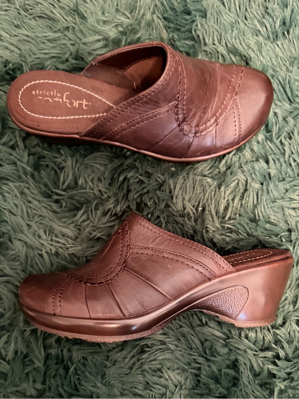 3/$25 ✨ Strictly Comfort Brown Leather Mule Clogs Women’s 6.5 Genuine Leather